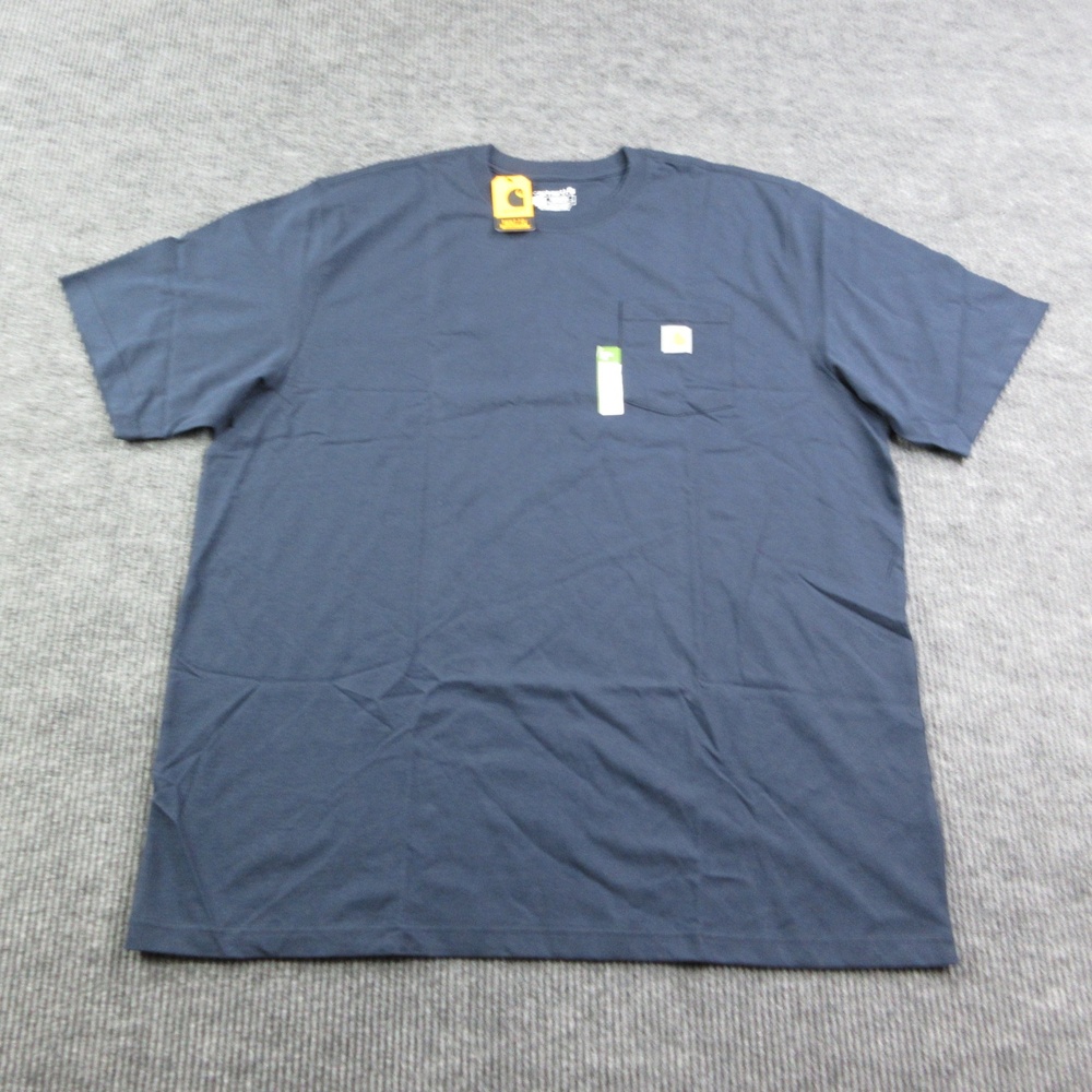Carhartt Shirt Mens 3XL Blue Cotton Crew Neck Pocket Logo Loose Fit NWT